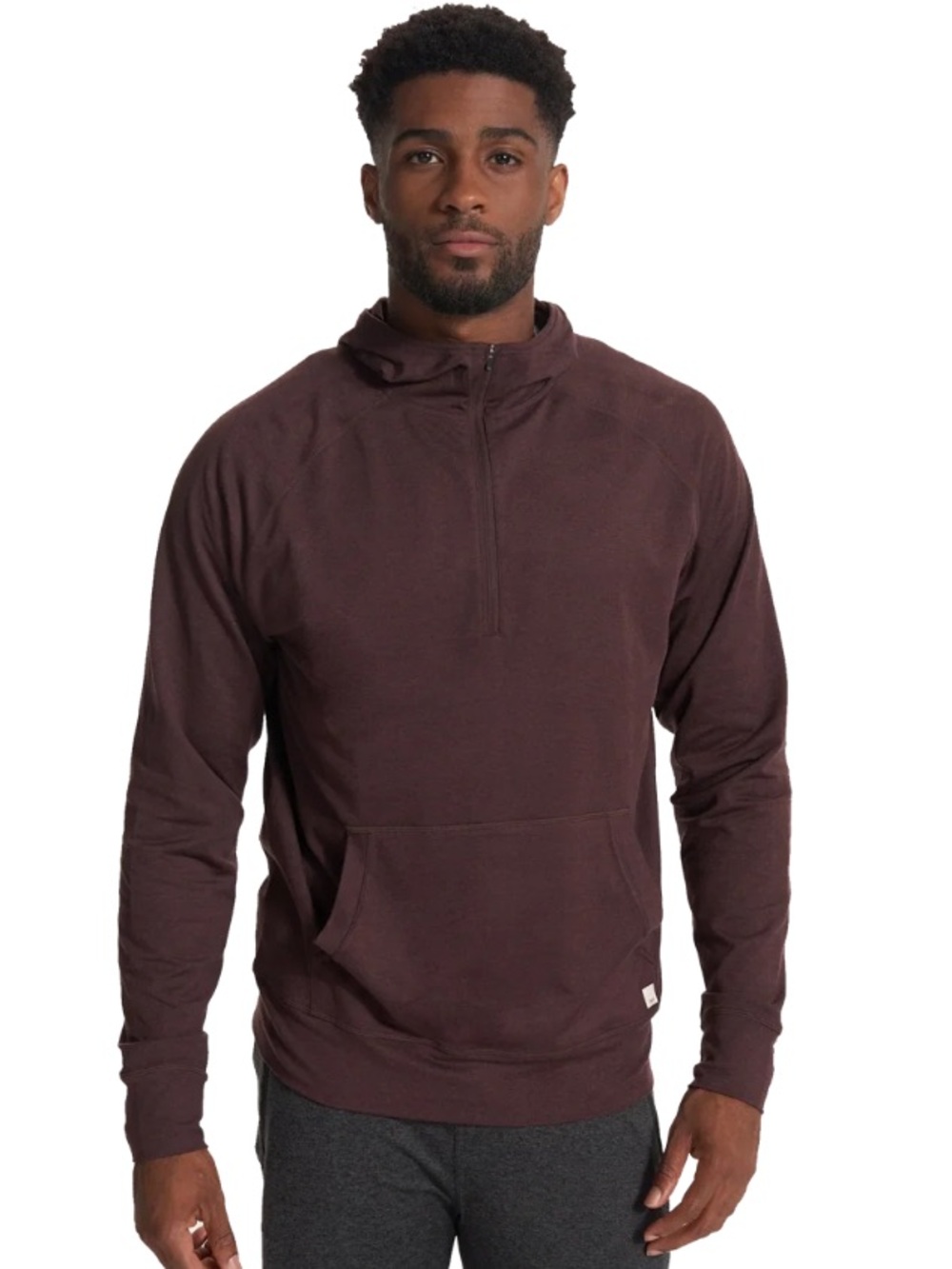 Vuori Men’s Ponto Performance Half Zip Hoodie Size Medium Burgundy Heather